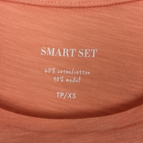 Smart Set Tee Womens XS Peach Cap Sleeve Cotton Modal Curved Hem Lightweight - Picture 3 of 3